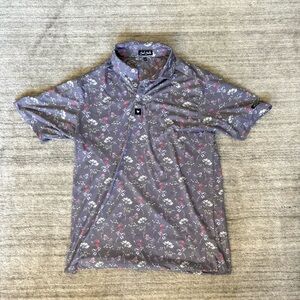 Bas Birdie Lush Core Performance Polo – Floral Short Sleeve Shirt (Size L)